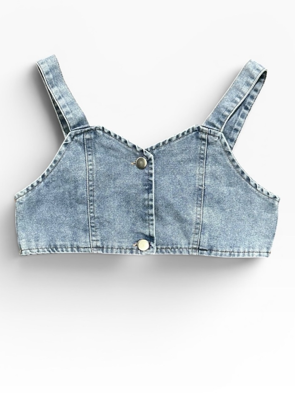 SHEIN Light Blue Denim Button-Front Crop Tank for Kids